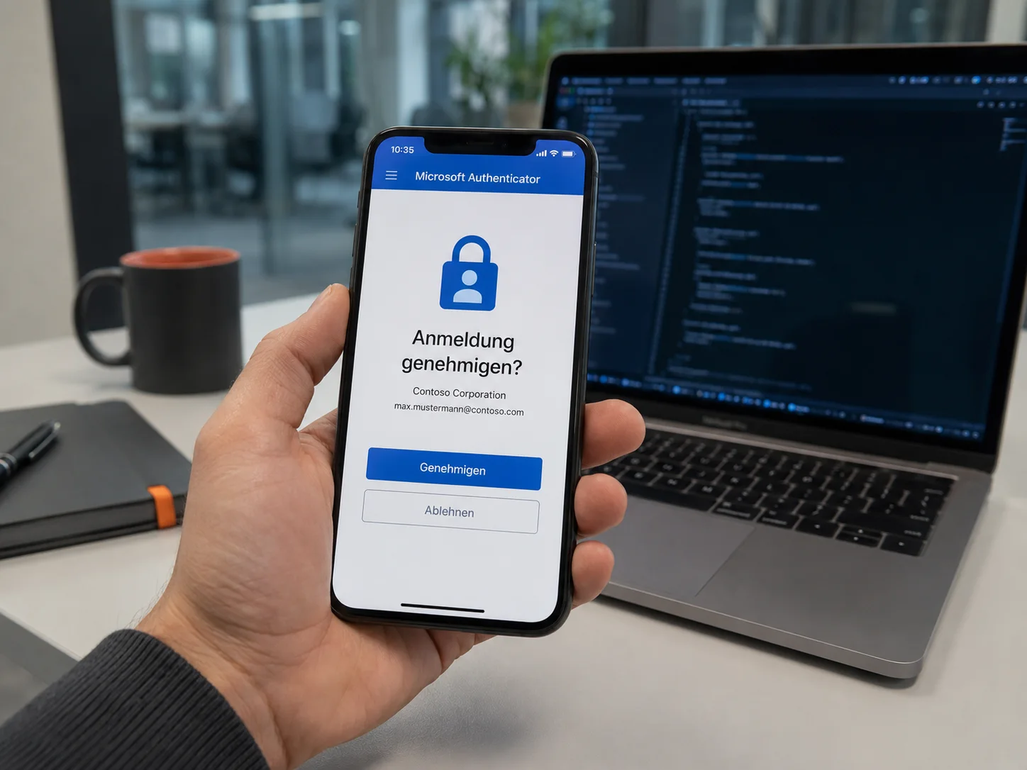 Sichere Anmeldung in Microsoft 365 per Microsoft Authenticator, Genehmigung am Smartphone
